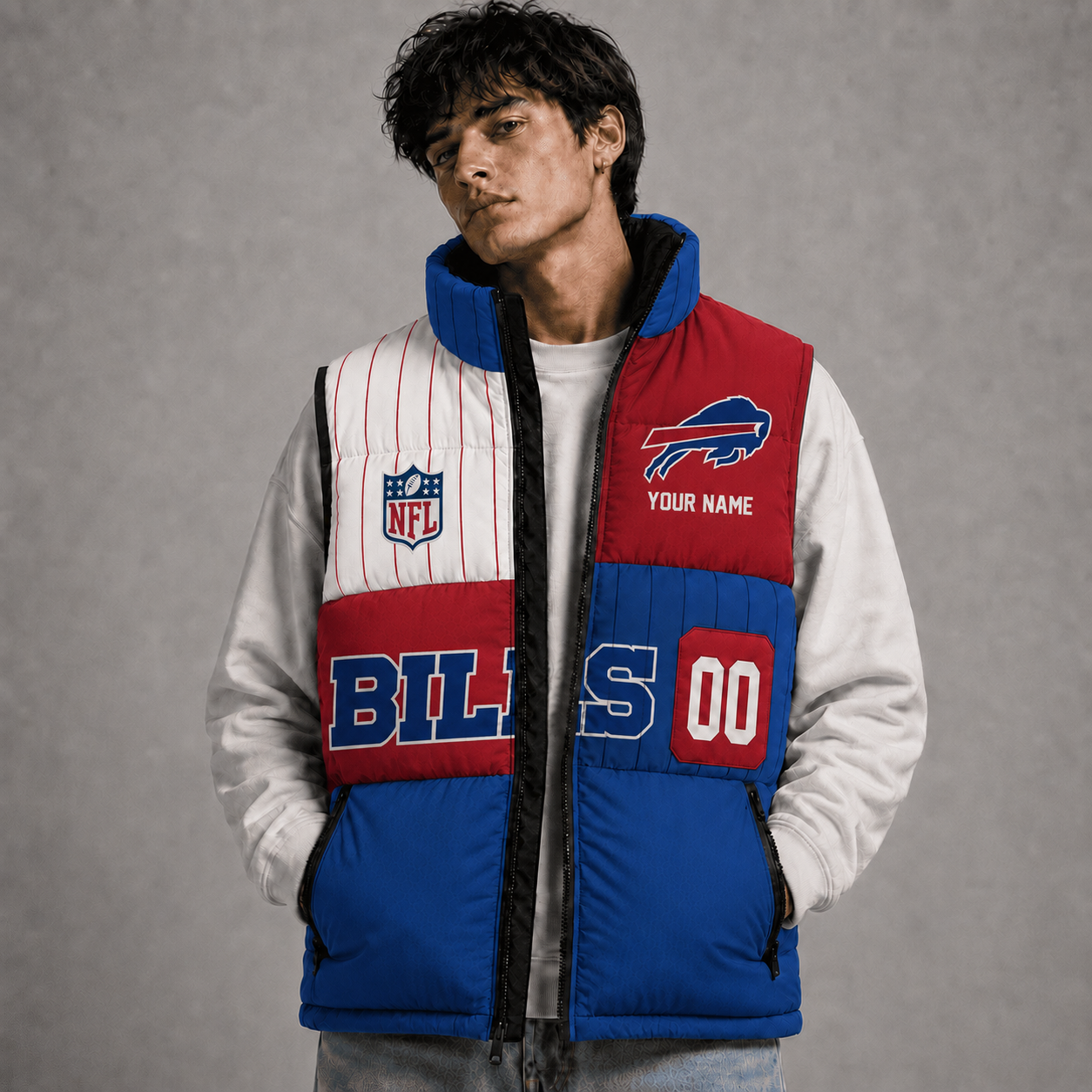 BB x NFL Premium Sleeveless Puffer Jacket Personalized Gift For True Fan