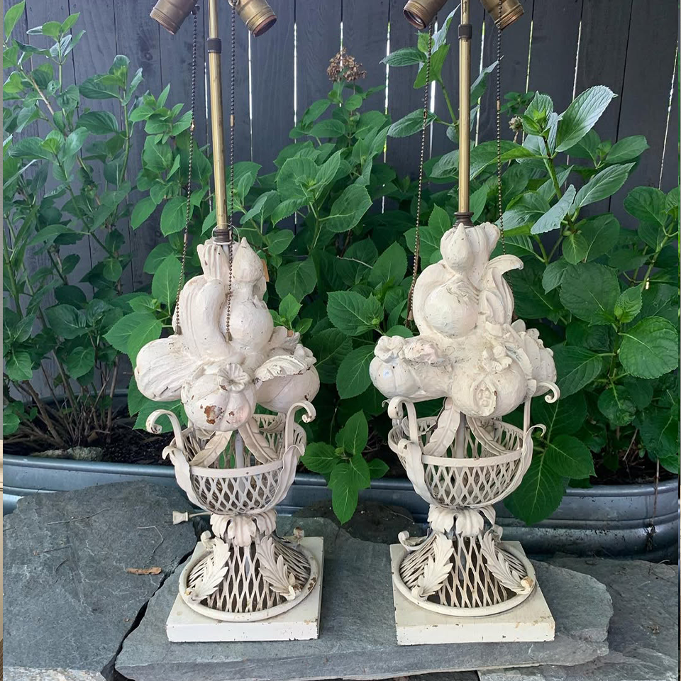 Plaster Fruit Basket Accent Lamp