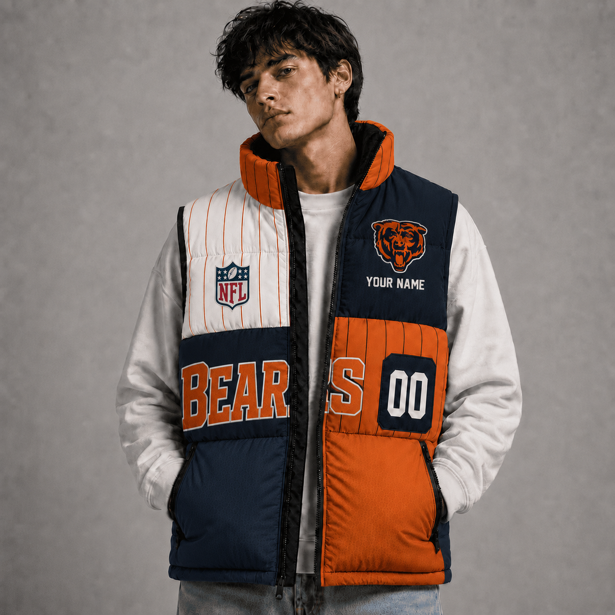 CHI x NFL Premium Sleeveless Puffer Jacket Personalized Gift For True Fan