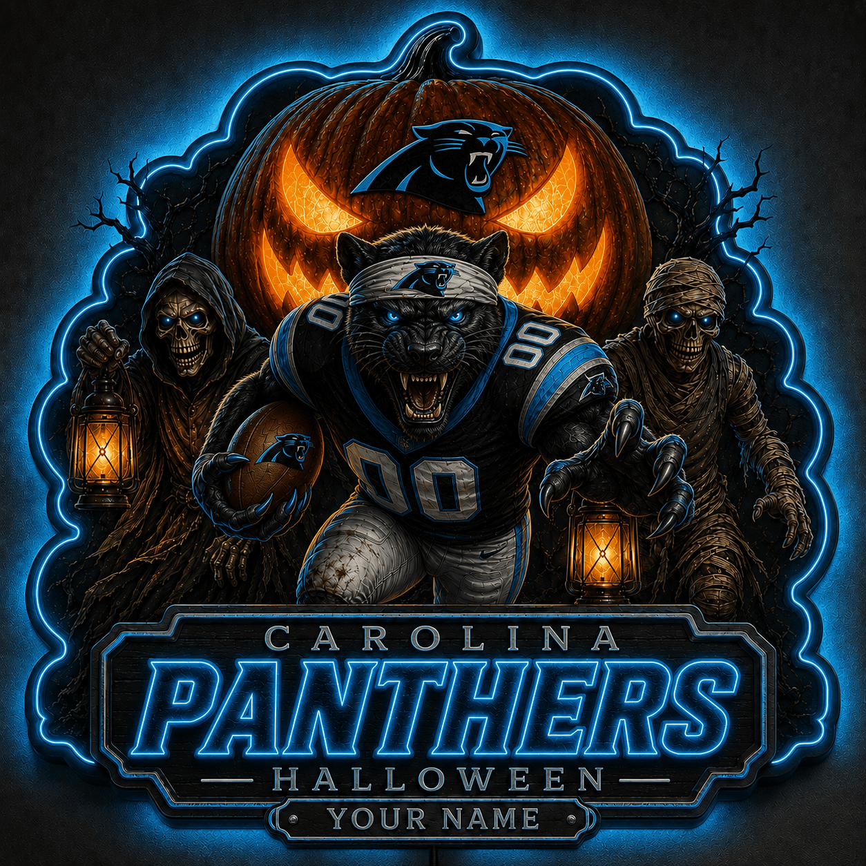 CP x NFL Halloween Personalized Acrylic Wall Led Sign Colorful Colors Gifts For Fan
