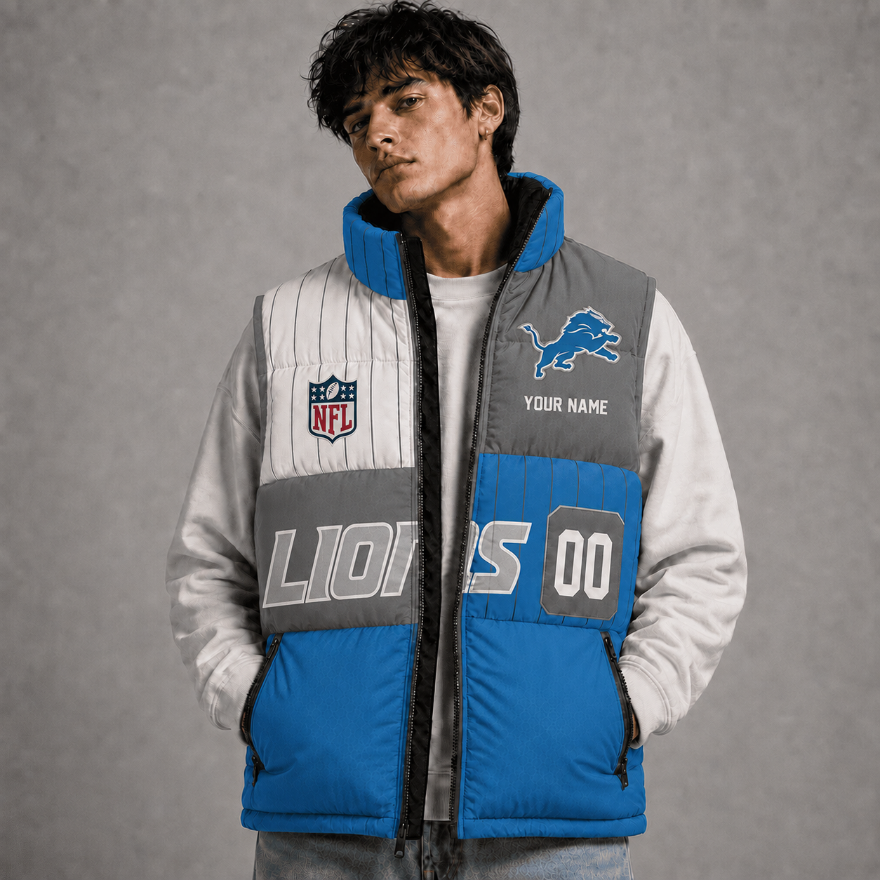DL x NFL Premium Sleeveless Puffer Jacket Personalized Gift For True Fan