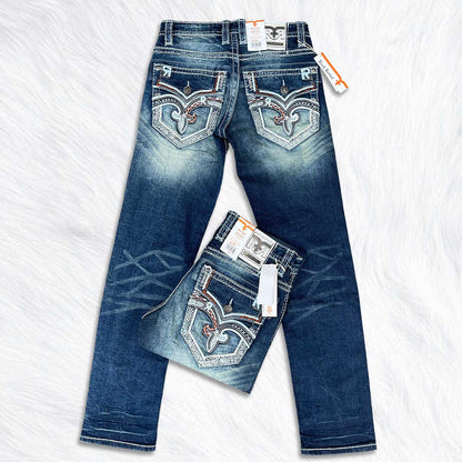 Rock Revival Calden Straight Jeans - Orange Accent