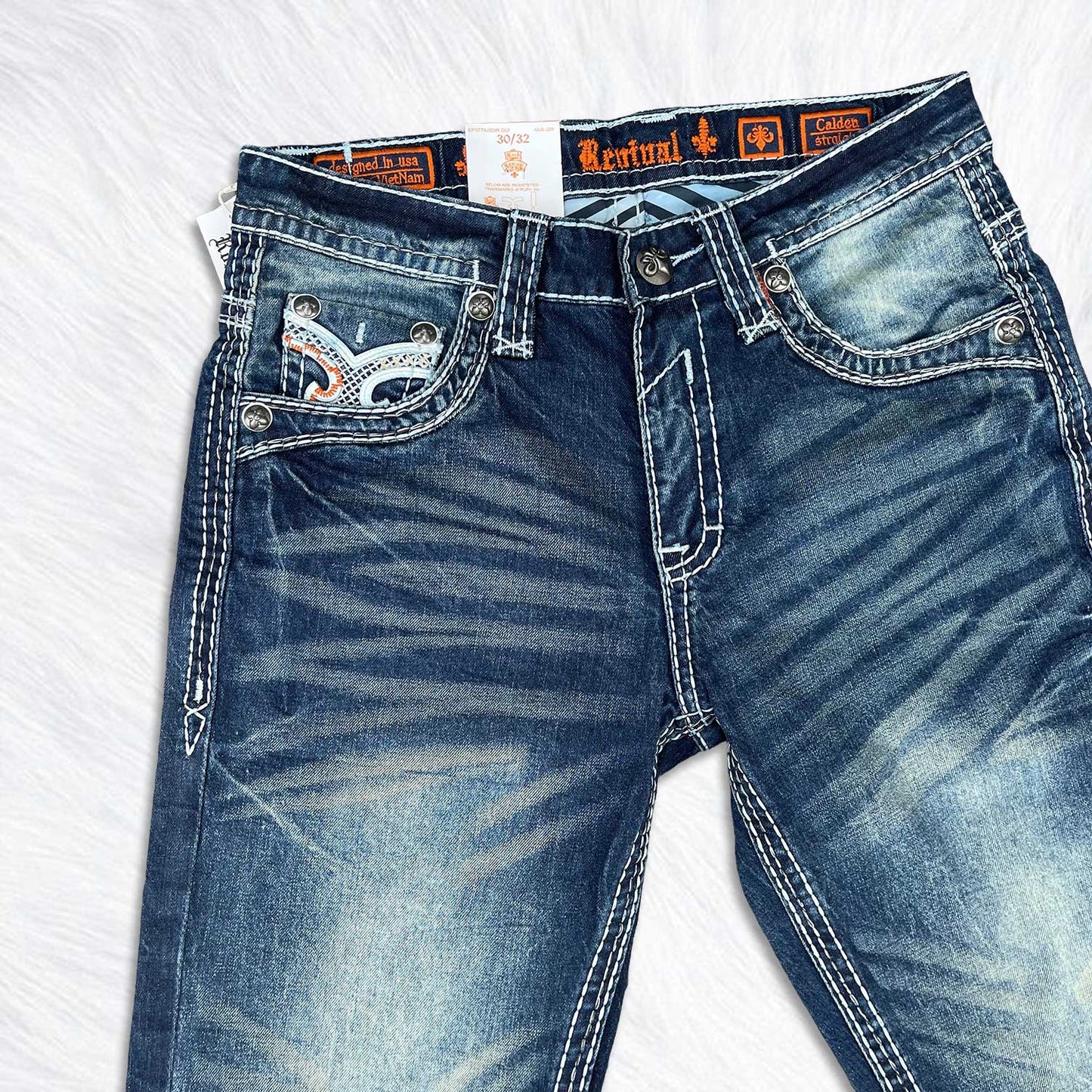 Rock Revival Calden Straight Jeans - Orange Accent