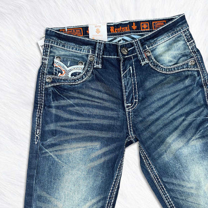 Rock Revival Calden Straight Jeans - Orange Accent