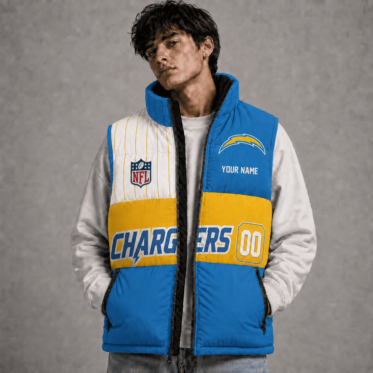 LAC x NFL Premium Sleeveless Puffer Jacket Personalized Gift For True Fan