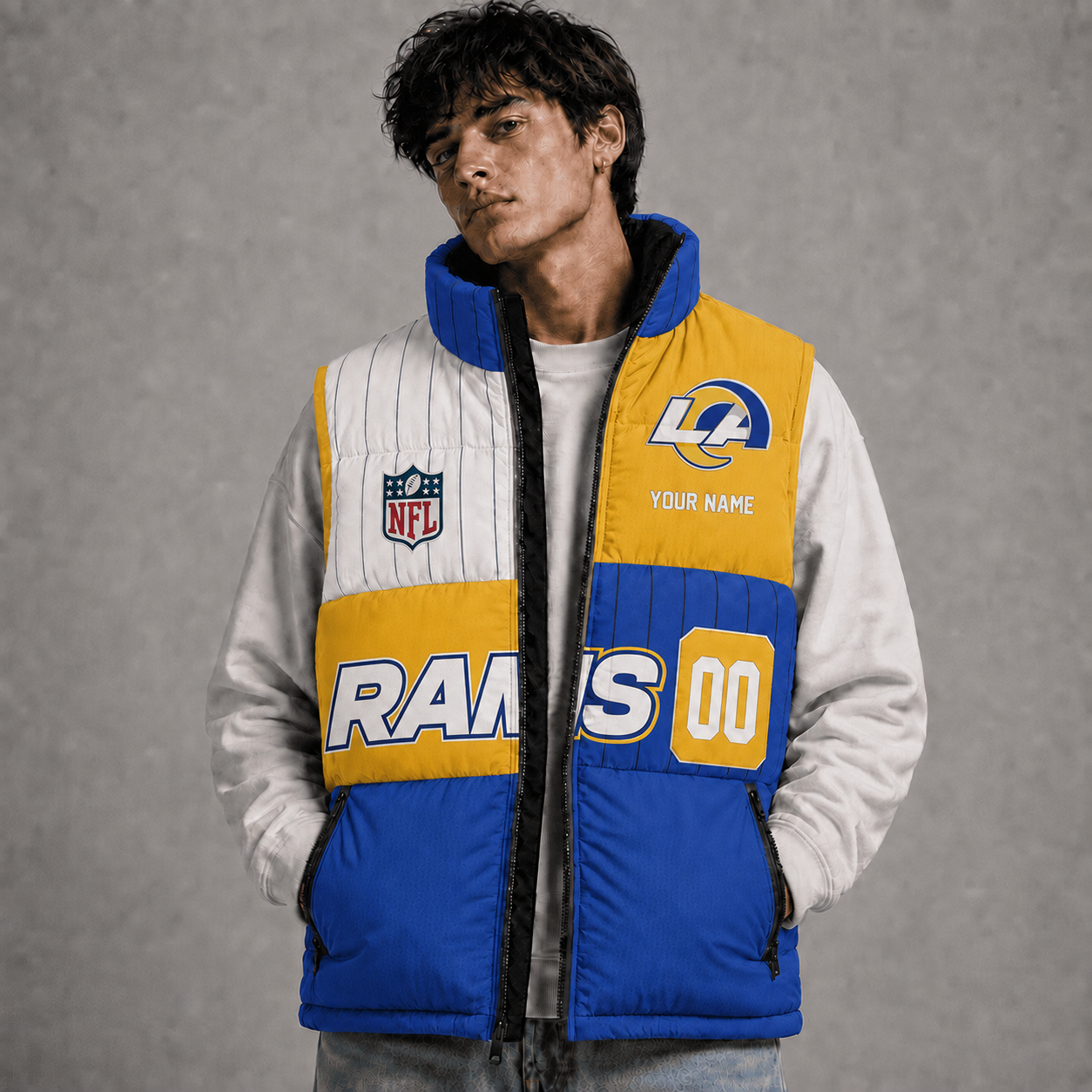 LAR x NFL Premium Sleeveless Puffer Jacket Personalized Gift For True Fan