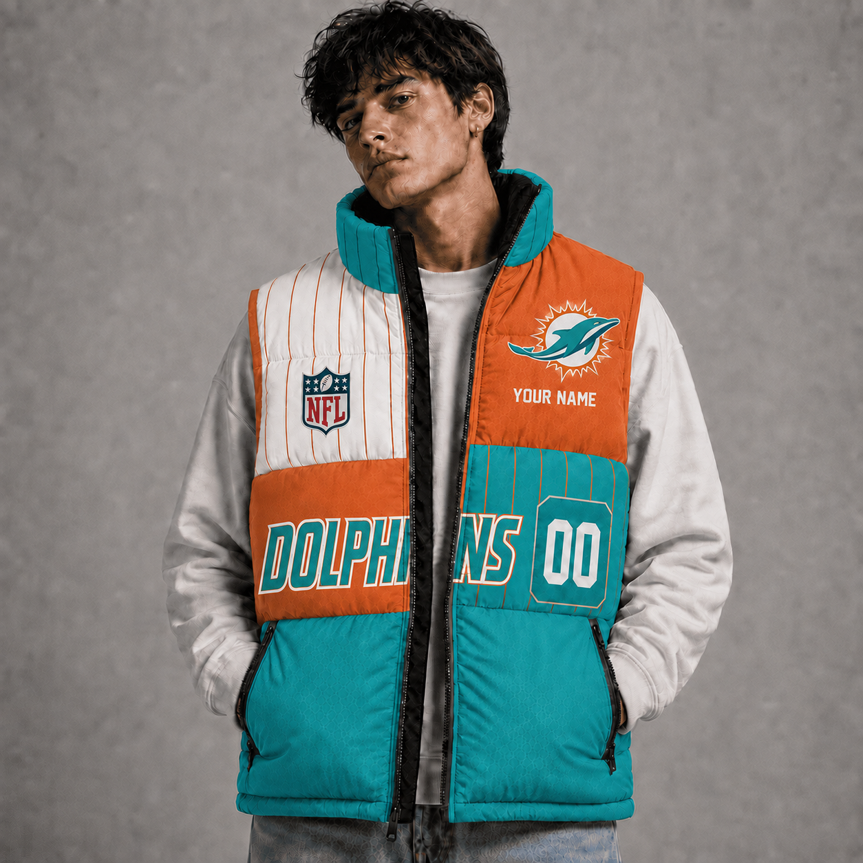 MD x NFL Premium Sleeveless Puffer Jacket Personalized Gift For True Fan