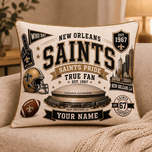 NOS x NFL Premium Vintage Pillow Case Personalized Gift For True Fan