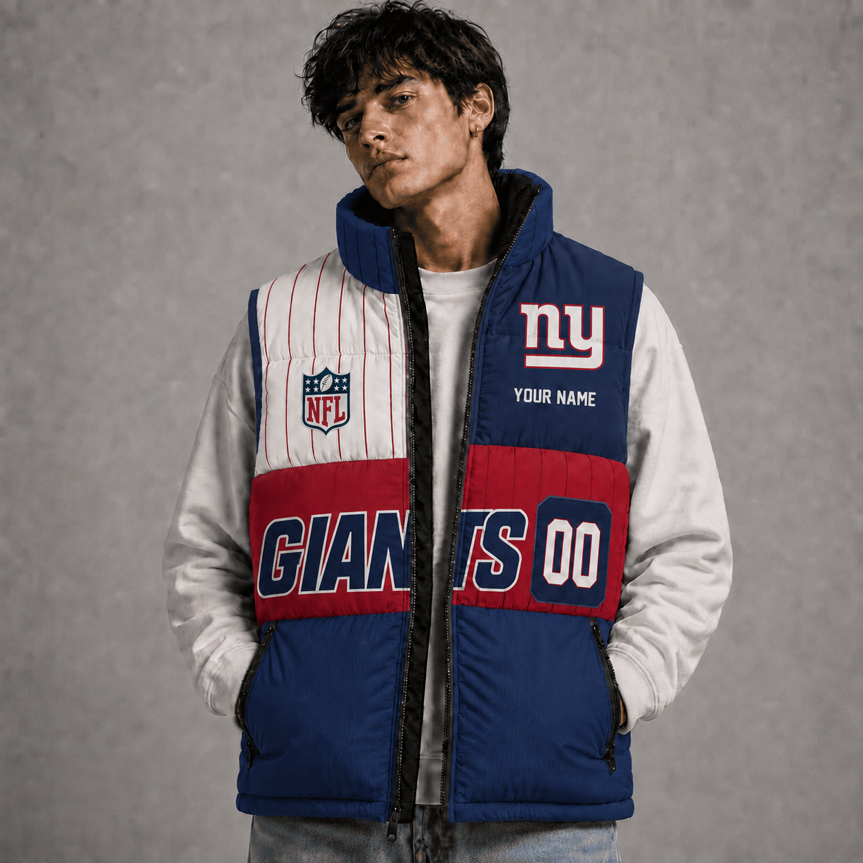 NYG x NFL Premium Sleeveless Puffer Jacket Personalized Gift For True Fan