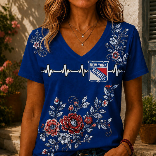NYR x NHL Luxury Women V-Neck Shirt