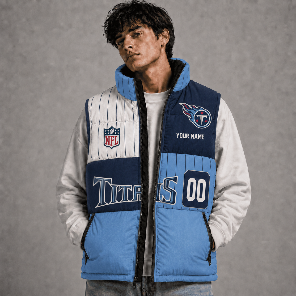 TT x NFL Premium Sleeveless Puffer Jacket Personalized Gift For True Fan