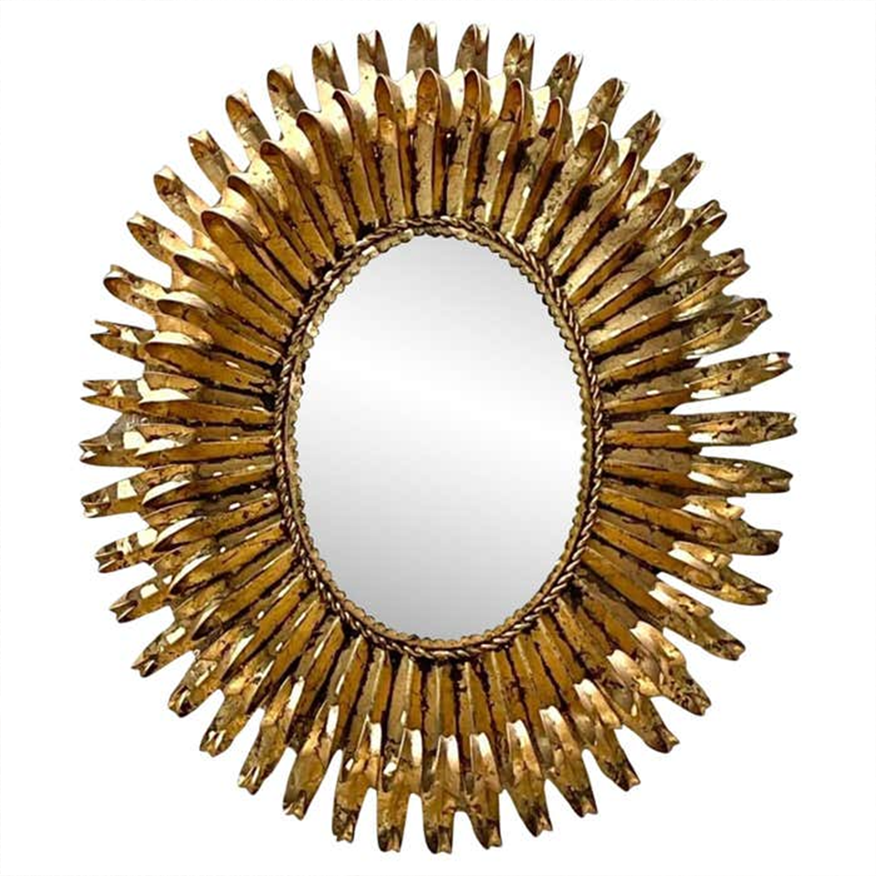 Vintage Gilt Metal Sunburst Mirror
