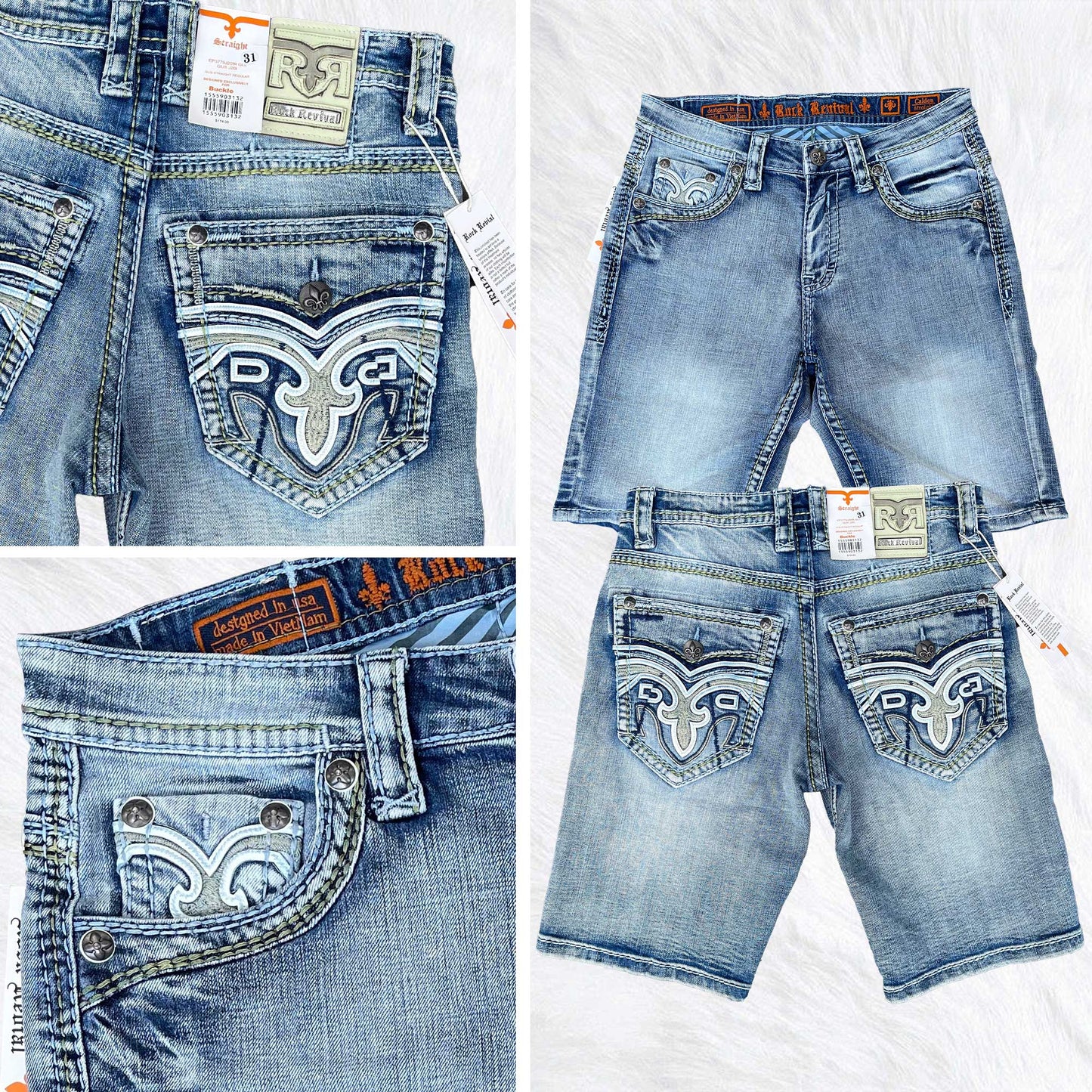 Rock Revival Calden Denim Shorts - Light Wash