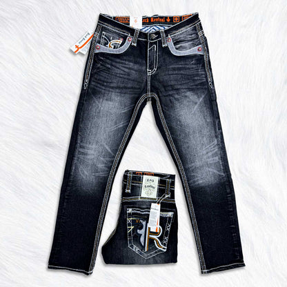 Rock Revival Calden Straight Jeans - Black Wash
