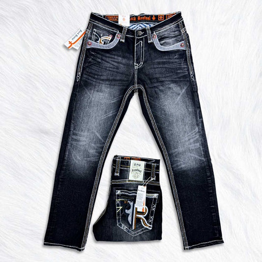 Rock Revival Calden Straight Jeans - Black Wash