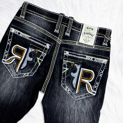 Rock Revival Calden Straight Jeans - Black Wash