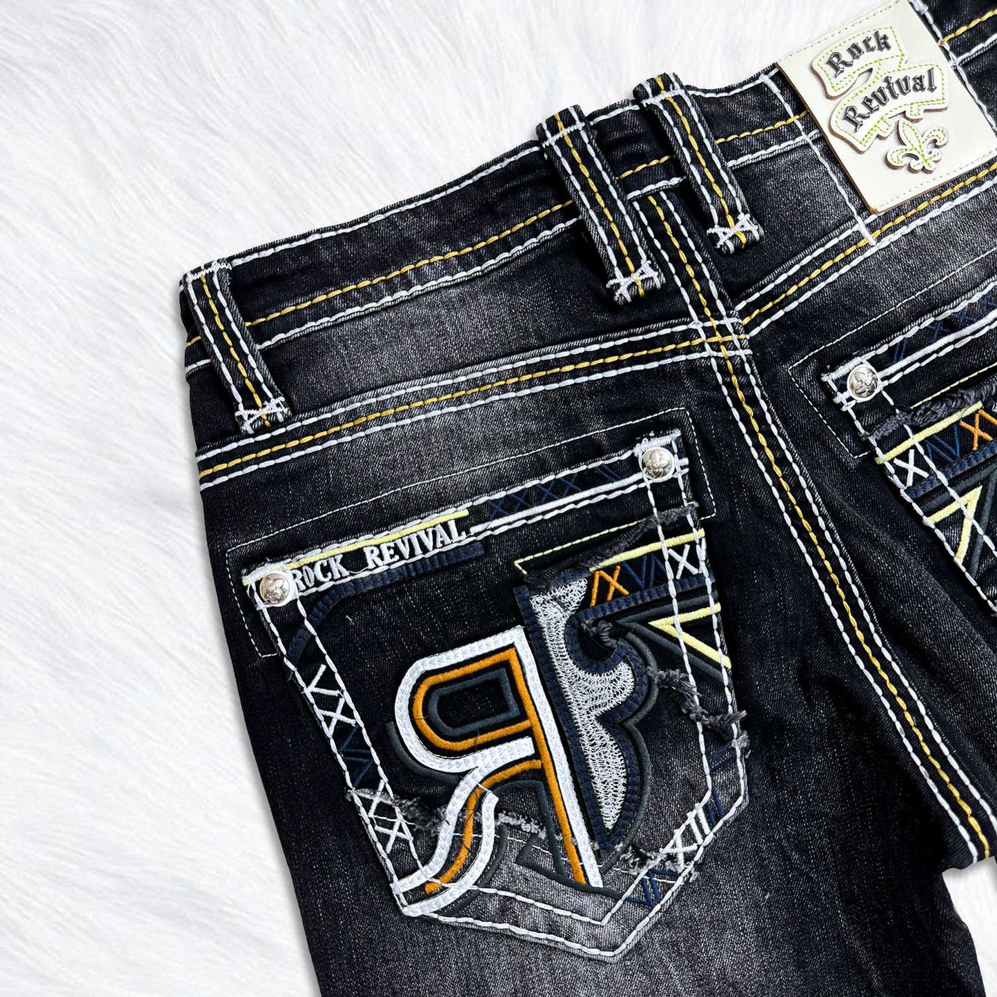 Rock Revival Calden Straight Jeans - Black Wash