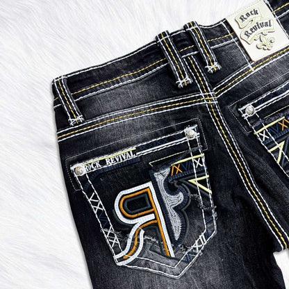 Rock Revival Calden Straight Jeans - Black Wash
