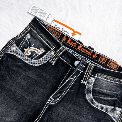 Rock Revival Calden Straight Jeans - Black Wash