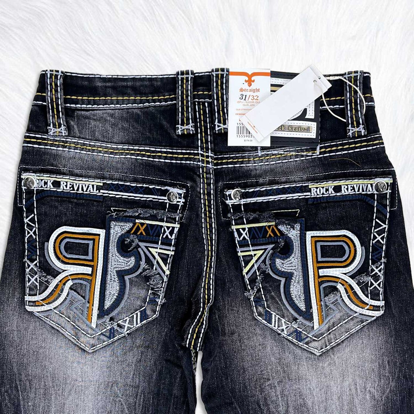 Rock Revival Calden Straight Jeans - Black Wash