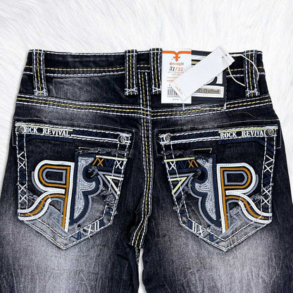 Rock Revival Calden Straight Jeans - Black Wash