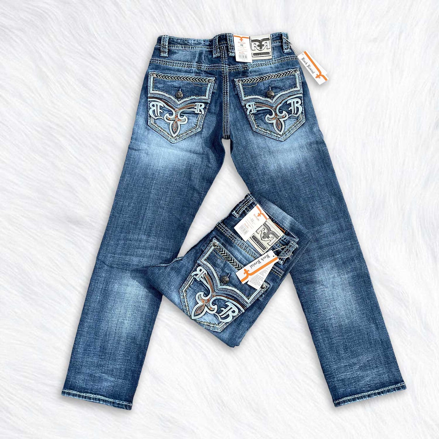 Rock Revival Calden Straight Jeans - Fleur de Lis