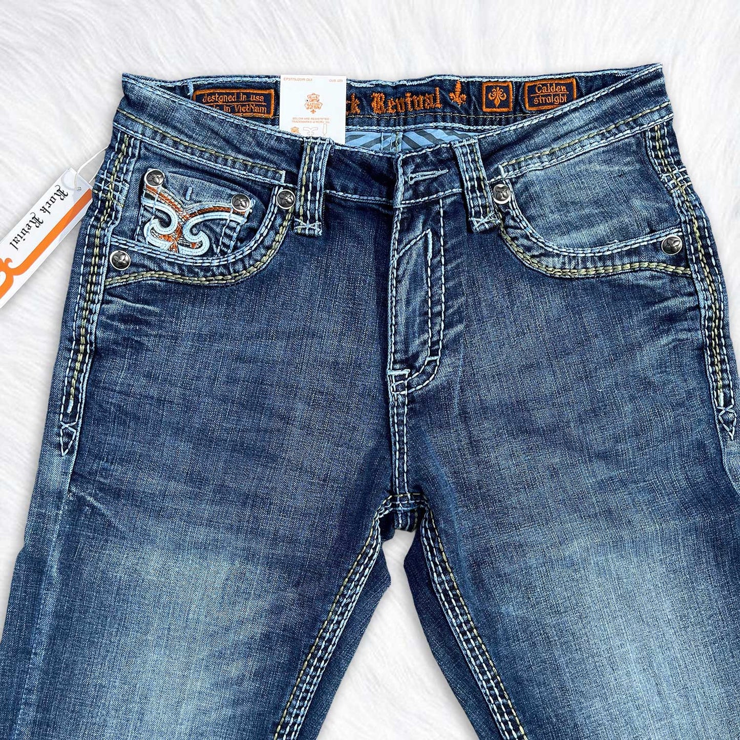 Rock Revival Calden Straight Jeans - Fleur de Lis