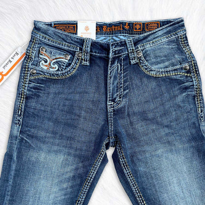 Rock Revival Calden Straight Jeans - Fleur de Lis