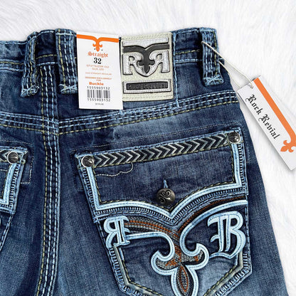 Rock Revival Calden Straight Jeans - Fleur de Lis