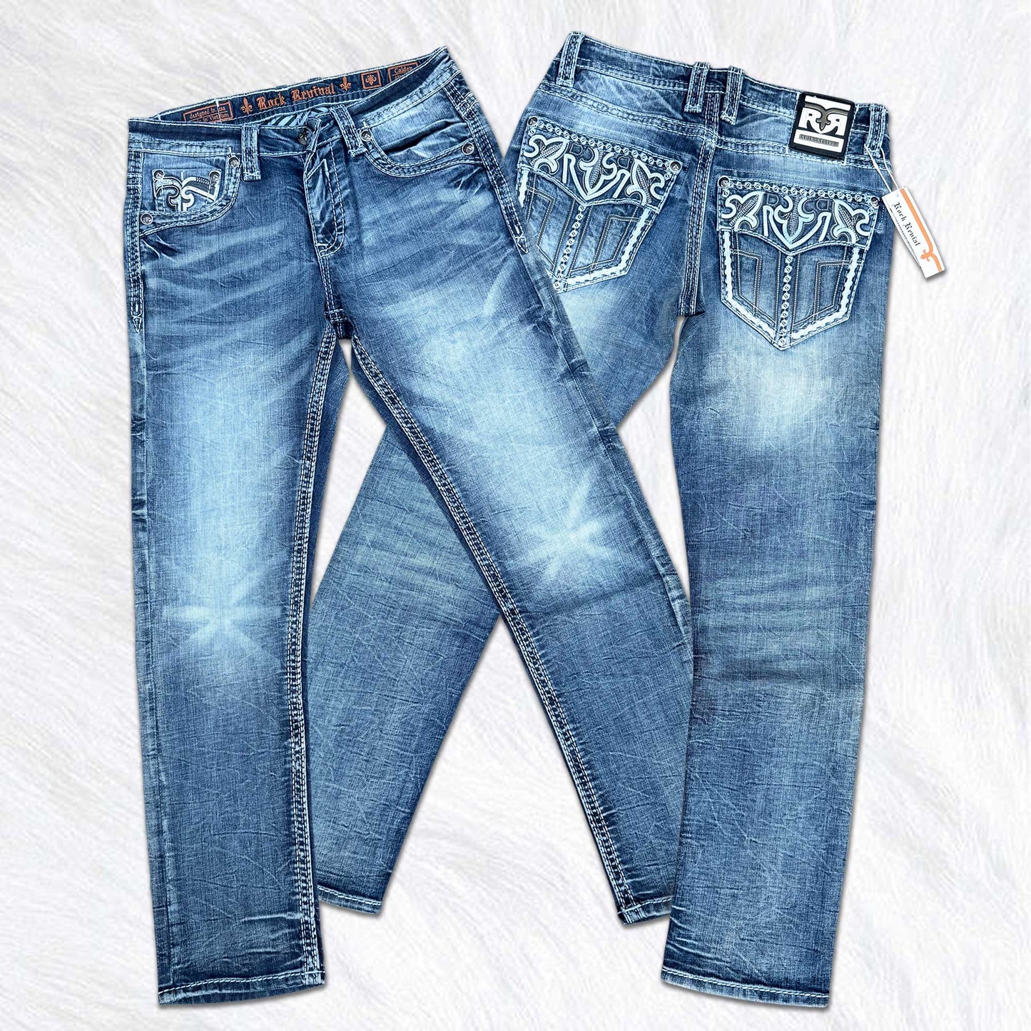 Rock Revival Calden Straight Jeans - Studded Embellished