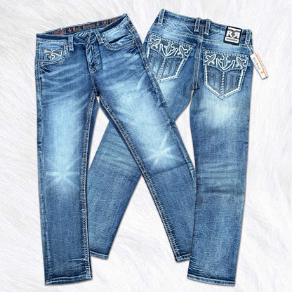 Rock Revival Calden Straight Jeans - Studded Embellished