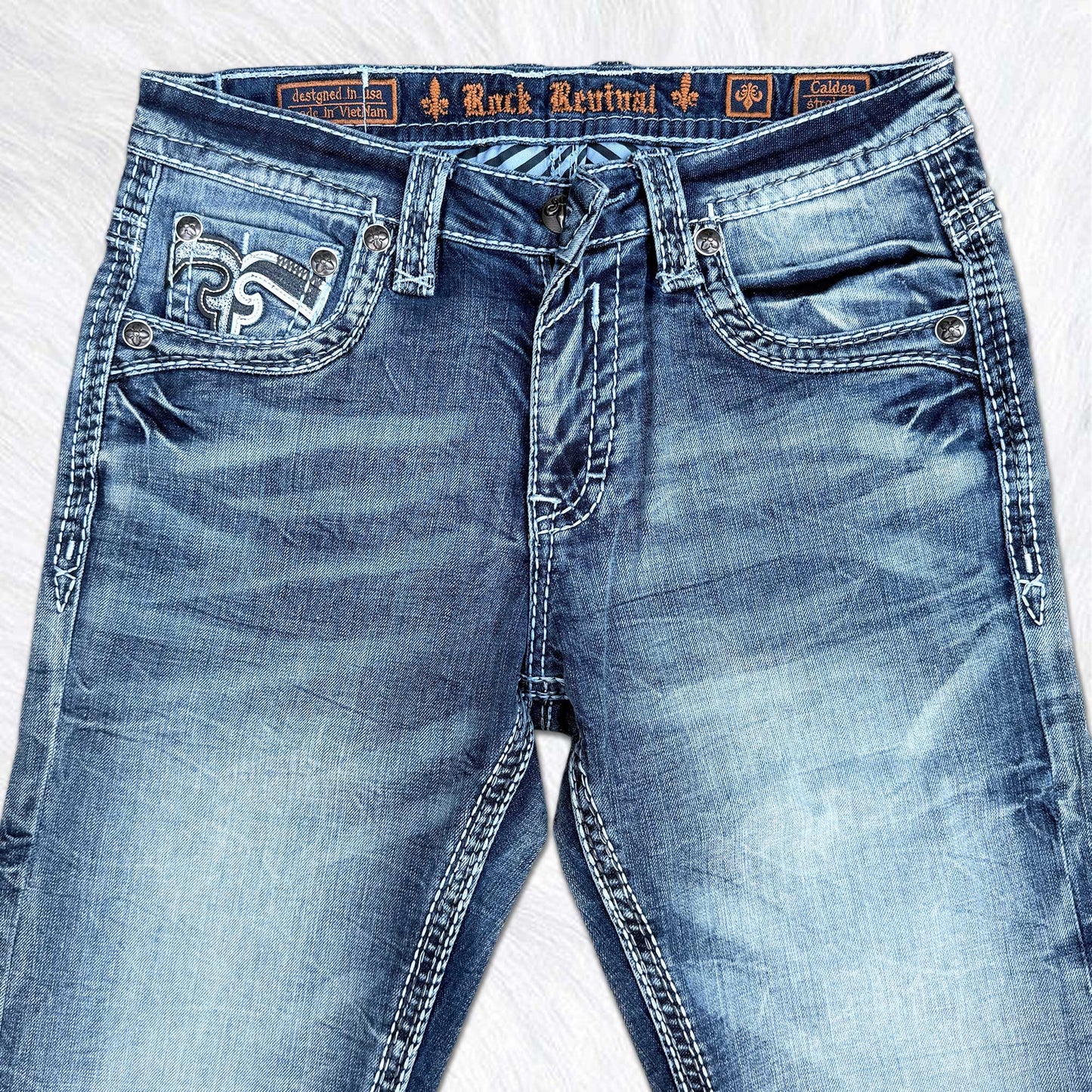 Rock Revival Calden Straight Jeans - Studded Embellished