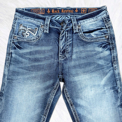 Rock Revival Calden Straight Jeans - Studded Embellished